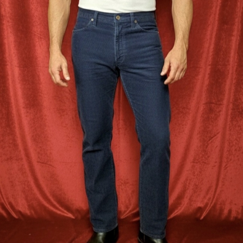 Vtg 70s navy blue slim fit wrangler boot cut corduroy pants 29M UNISEX